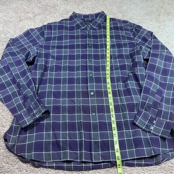 John Varvatos Plaid Button Up Down Shirt Mens Size XL Purple Business Casual - Picture 2 of 6